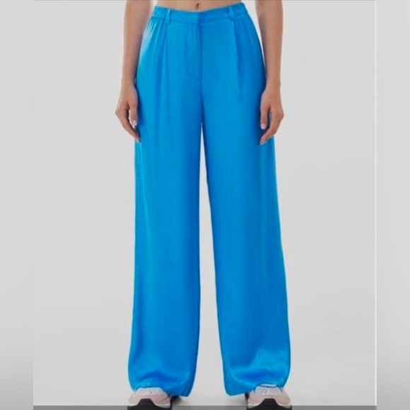 New Bershka Bright Blue Relaxed Fit Pants Size 2 - Picture 1 of 6